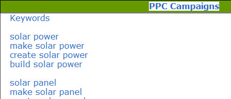 Earth4Energy abuses these PPC Adsense keywords