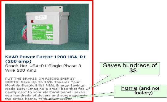 Energy Saving Devices: Renewed Warning - Do Not Buy a KVAR!