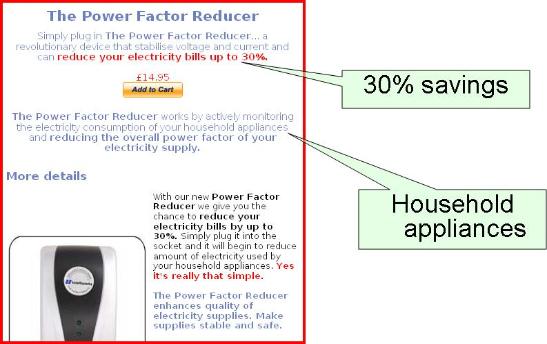 Power Factor fraud advertisement